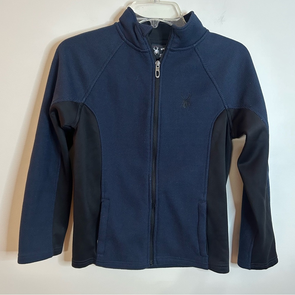 SPYDER Youth Kids Medium 10-12 Full Zip Sweater Jacket Blue